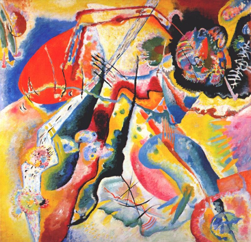 Painting with red spot (1914) – Wassily Kandinsky Tablo