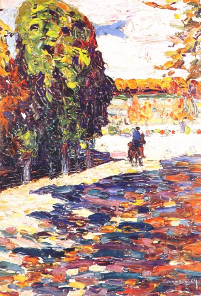 Park of St. Cloud with horseman (1906) - Wassily Kandinsky Tablo