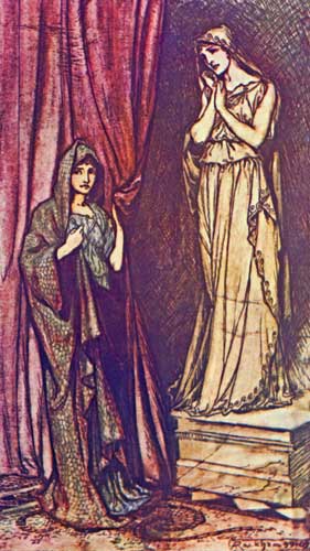 Paulina drew back the Curtain which concealed this famous Statue – Arthur Rackham Tablo