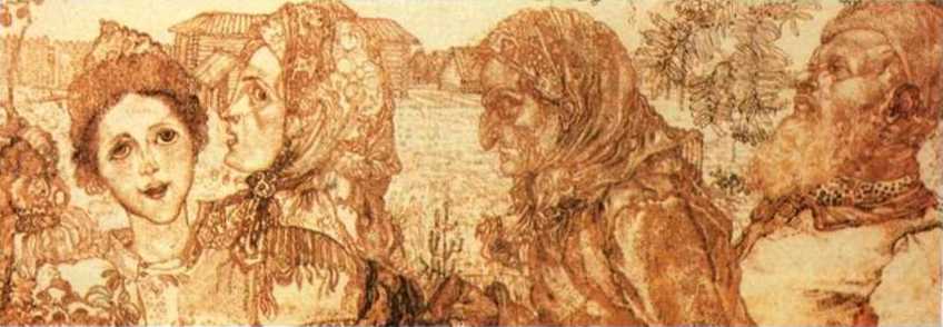 Peasant Family (1910) – Pavel Filonov Tablo