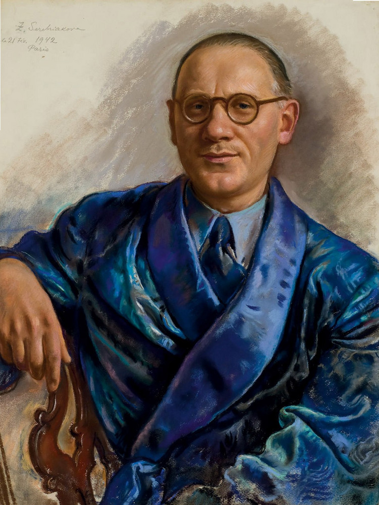 Portrait of Alexandre Popoff in a smoking jacket (1942) – Zinaida Serebriakova Tablo