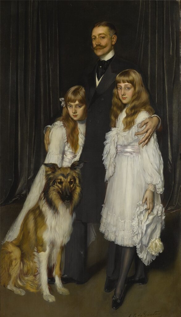 Portrait of Ambassador Del Solar and His Children (1904) - Antonio de La Gándara Tablo