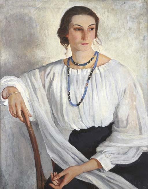 Portrait of E.E. Zelenkova nee Lancere (1913) – Zinaida Serebriakova Tablo