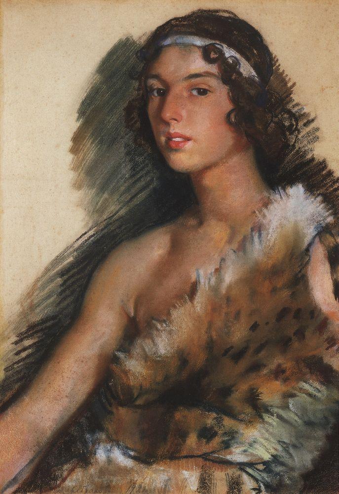 Portrait of GM Balanchivadze (Dzh.Balanchina) in a suit of Bacchus – Zinaida Serebriakova Tablo