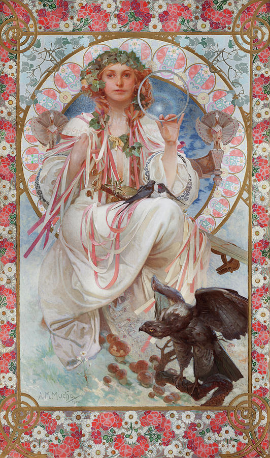 Portrait of Josephine Crane Bradley as Slavia. – Alphonse Mucha Tablo