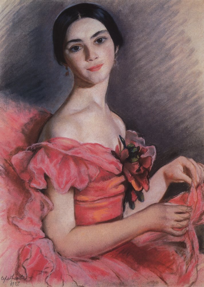 Portrait of Yekaterina Heidenreich in Red (1923) – Zinaida Serebriakova Tablo