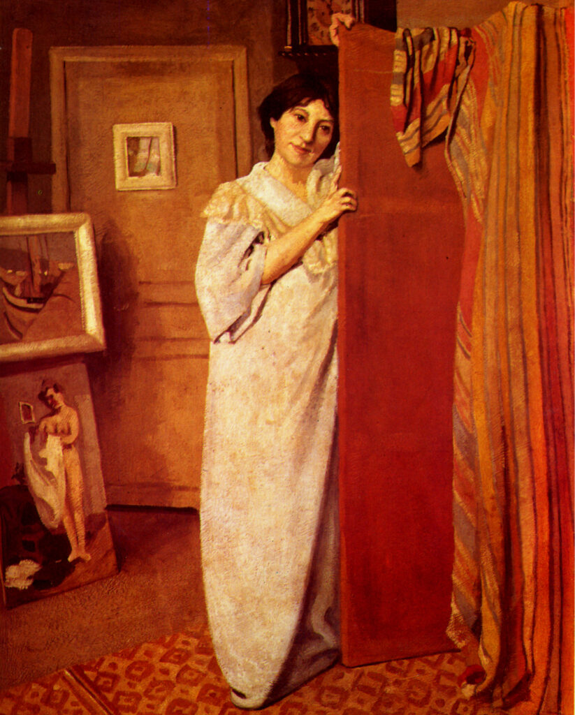 Portrait of workshop with figure (my wife) (1902) - Félix Vallotton Tablo