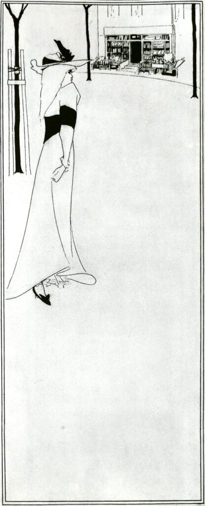 Poster of Girl and a Bookshop - Aubrey Beardsley Tablo