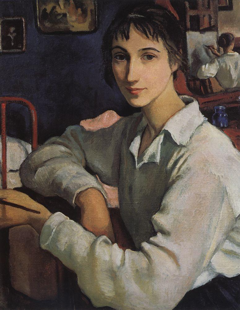 Self portrait in a white blouse (1922) – Zinaida Serebriakova Tablo