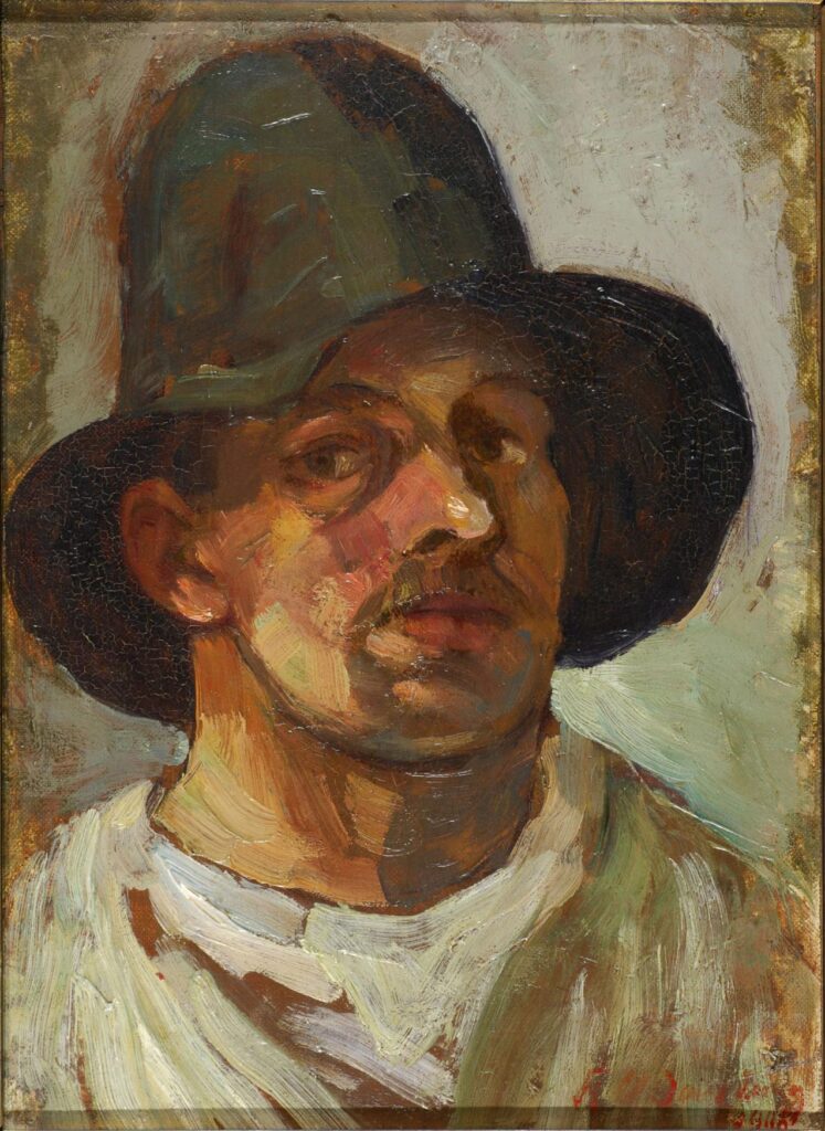 Self portrait with hat (1906) – Theo van Doesburg Tablo