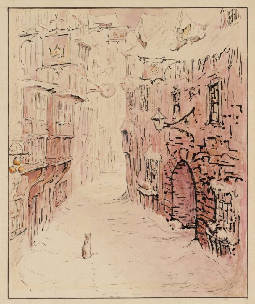 Simpkin in the Snowy Street (1902) – Beatrix Potter Tablo