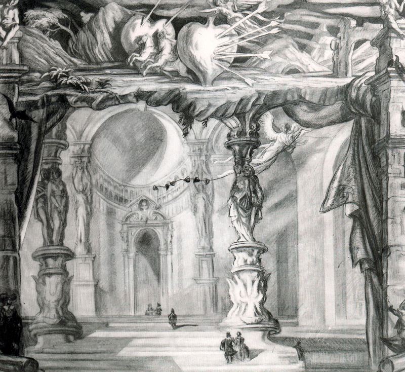 Sketch of Curtain For The Representation Of Don Juan Tenorio Treatal In Theater – Carlos Sáenz de Tejada Tablo