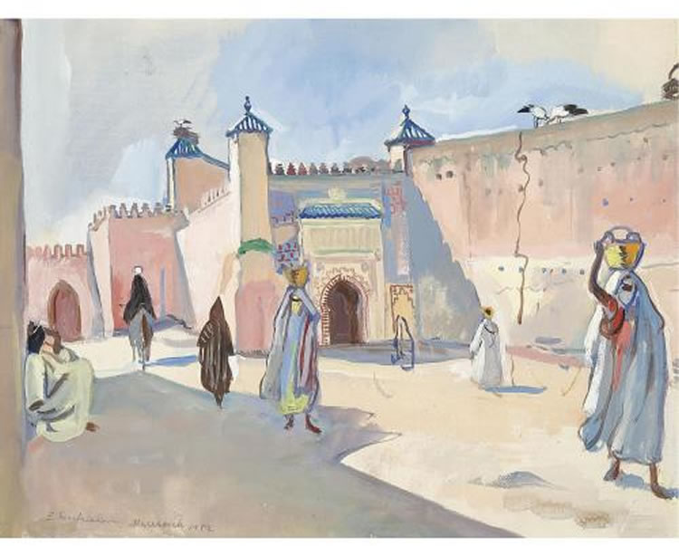 Street in Marrakech (1932) – Zinaida Serebriakova Tablo