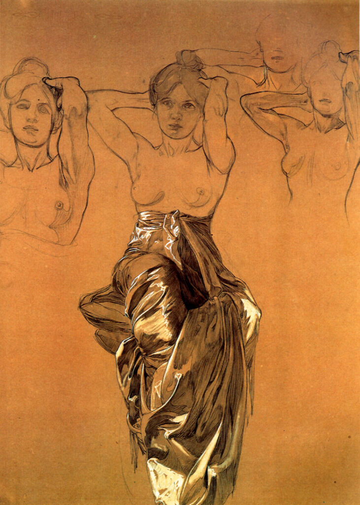 Study of Drapery (1900) - Alphonse Mucha Tablo