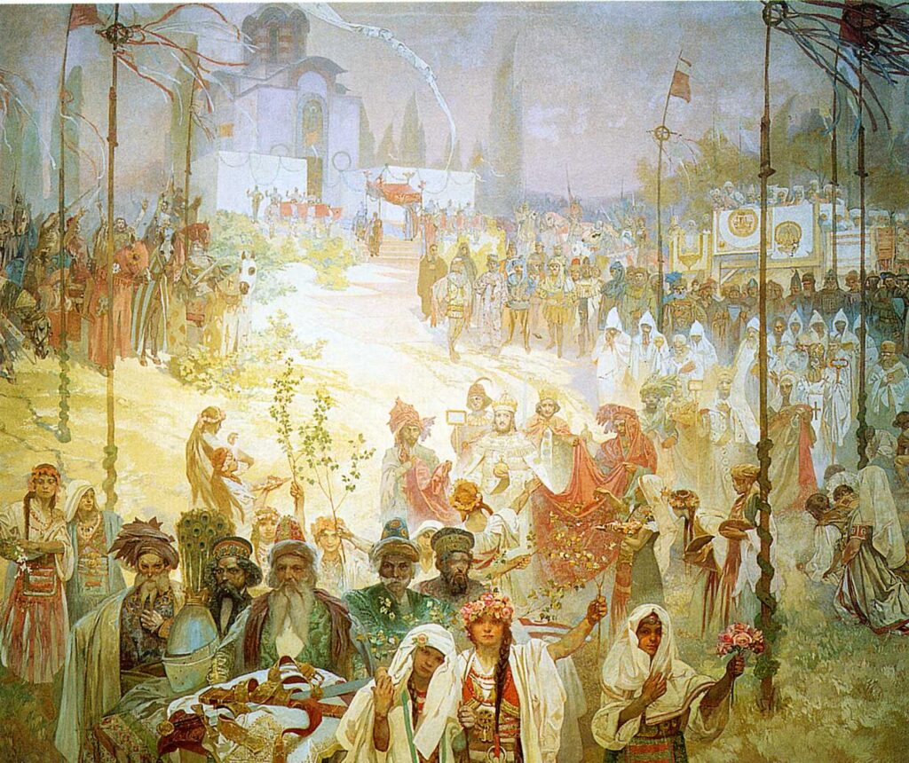 The Coronation of the Serbian Tsar Stepan Dusan as East Roman Emperor (1926) - Alphonse Mucha Tablo