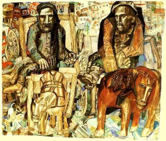 The Dray Men (1915) – Pavel Filonov Tablo