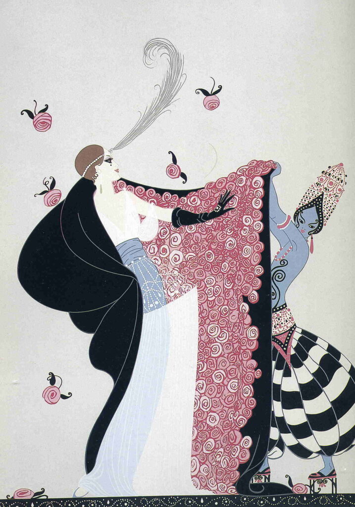 The Flowered Cape - Erté Tablo
