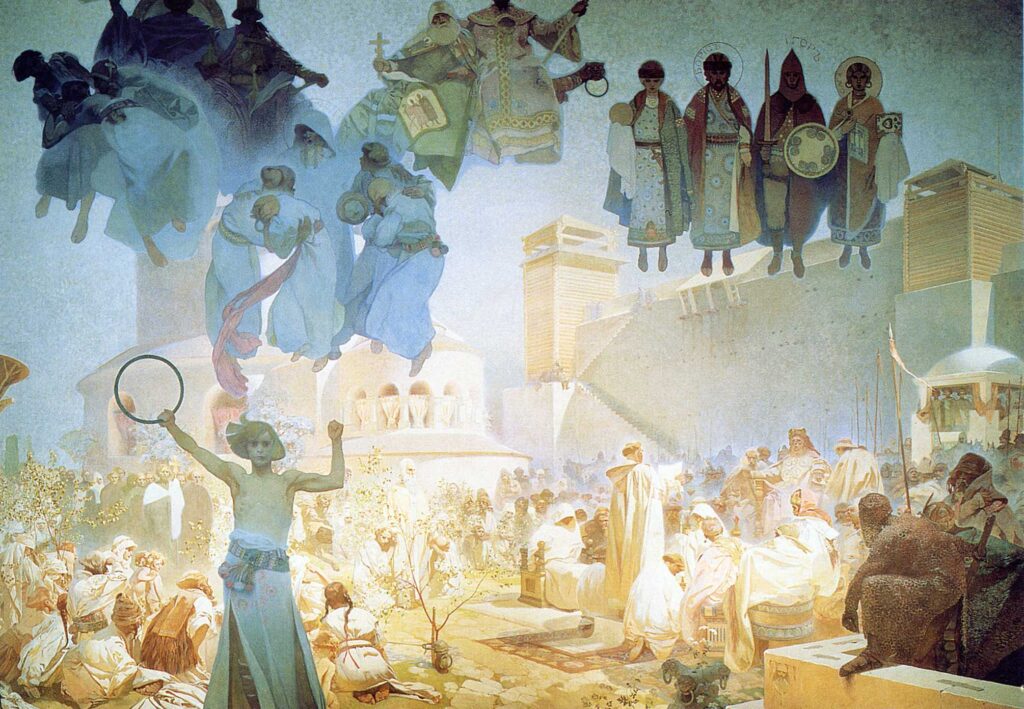The Introduction of the Slavonic Liturgy (1912) – Alphonse Mucha Tablo
