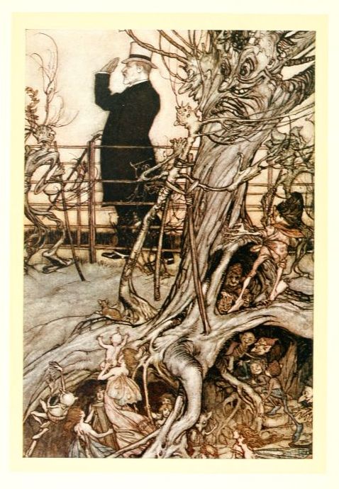 The Kensington Gardens are in London, where the King lives. – Arthur Rackham Tablo