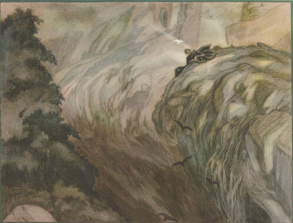 The Life of St. Ignatius Loyola. Plate 3. The vision at the River Cardoner (Manresa). - Carlos Sáenz de Tejada Tablo