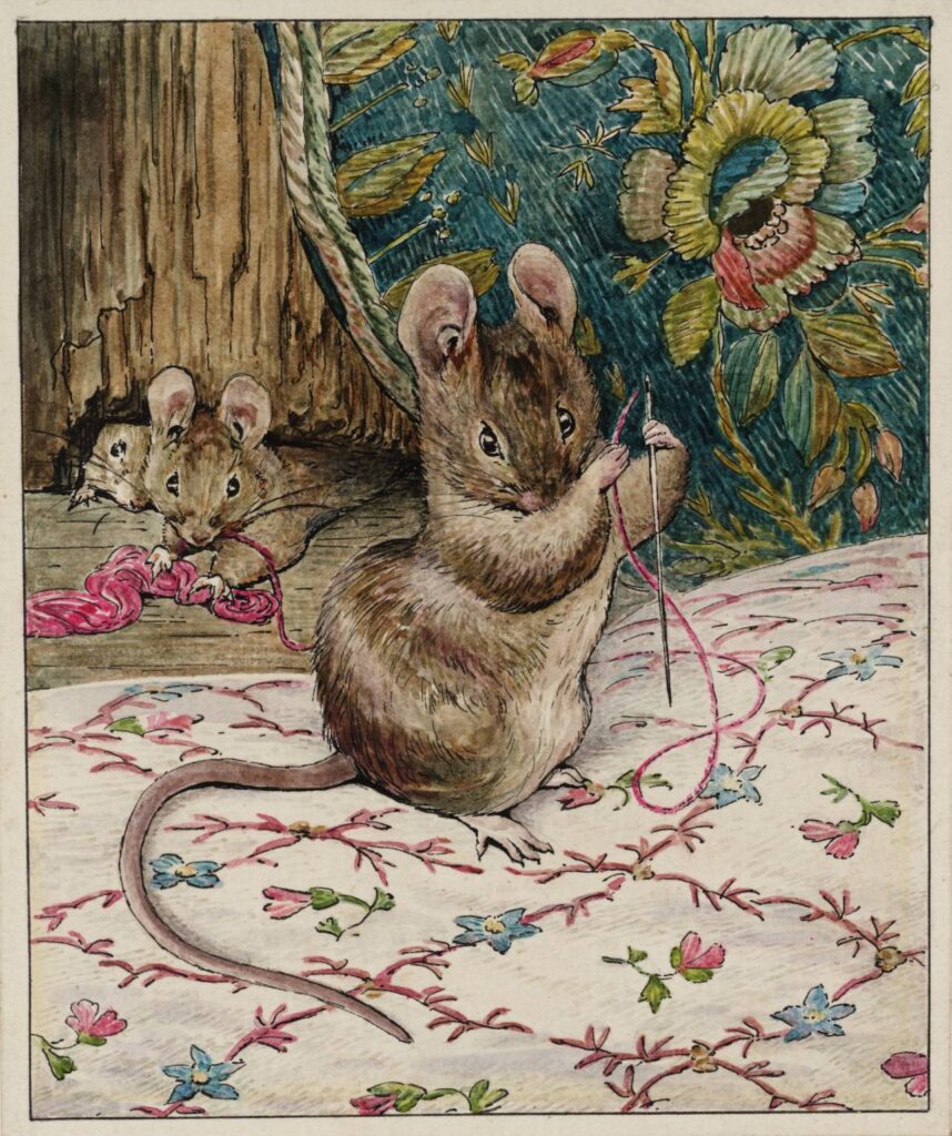 The Mice at Work.Threading the Needle (1902) - Beatrix Potter Tablo