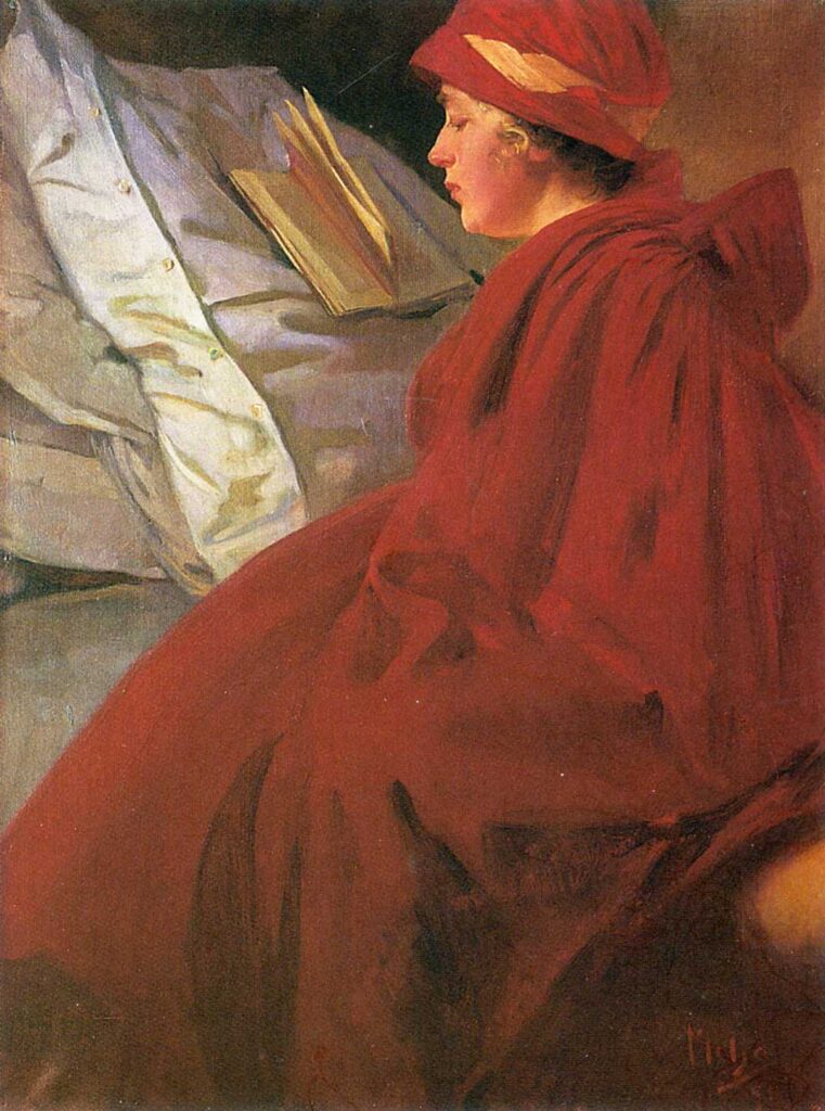 The Red Cape (1902) - Alphonse Mucha Tablo
