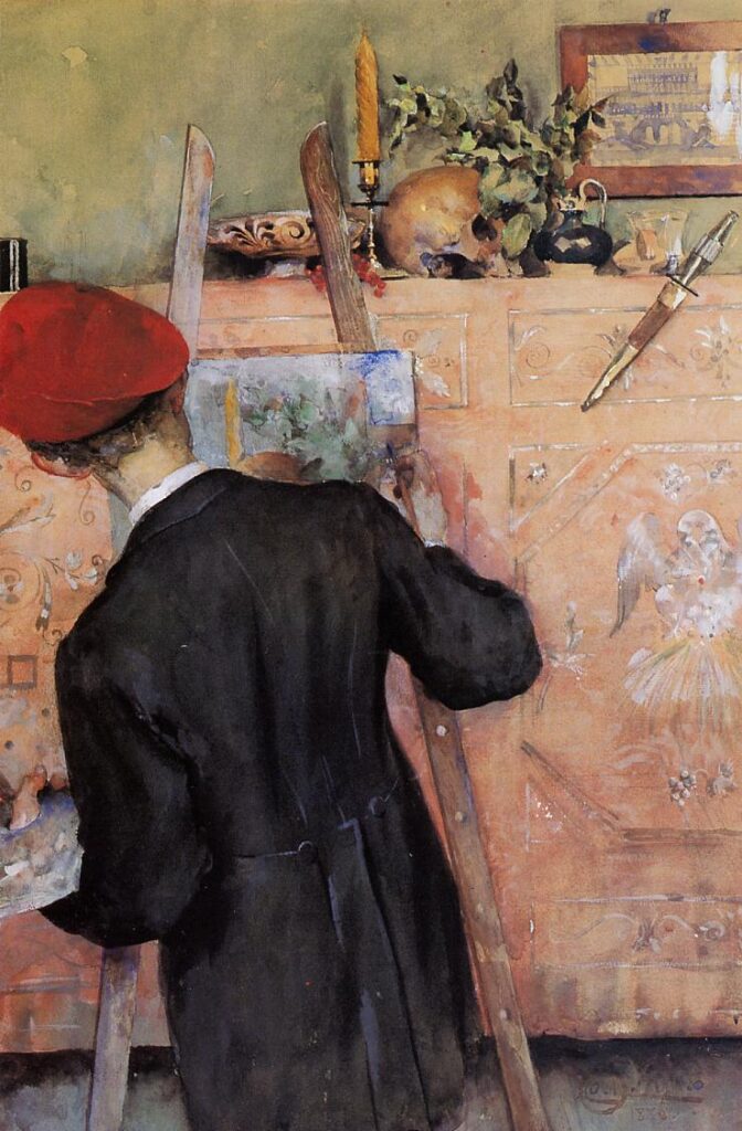 The Still Life Painter - Carl Larsson Tablo