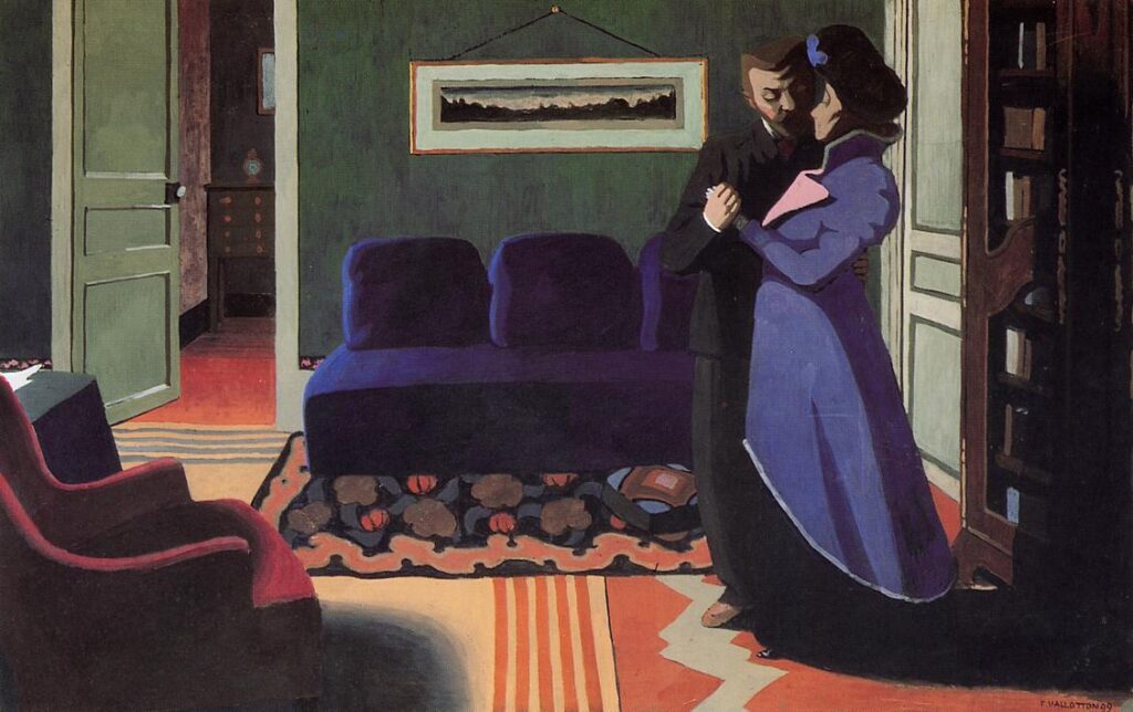 The Visit, Interior with Blue Sofa (1899) - Félix Vallotton Tablo