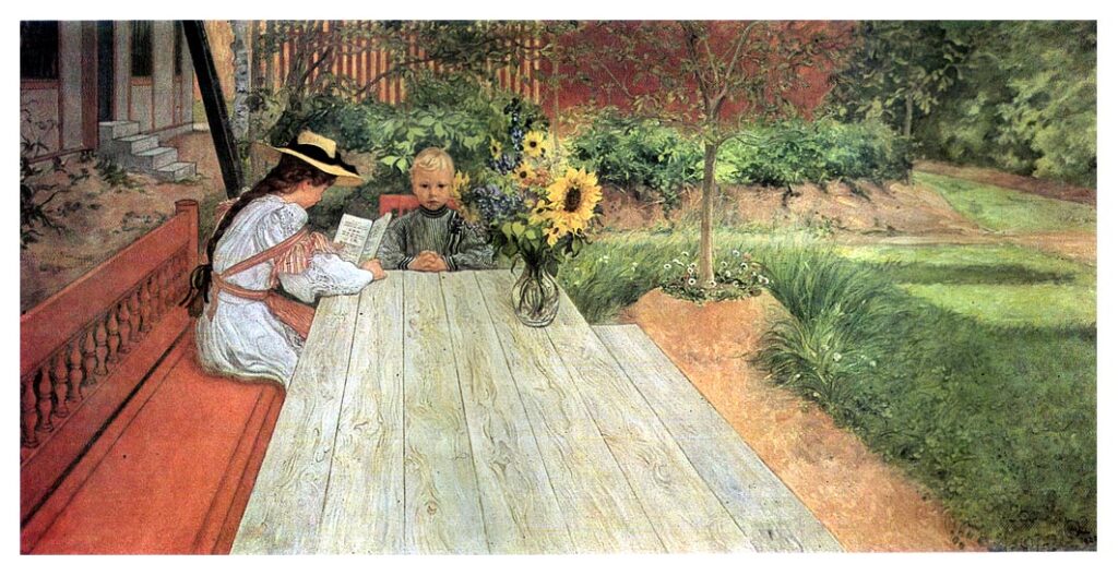 The first Lesson (1903) – Carl Larsson Tablo