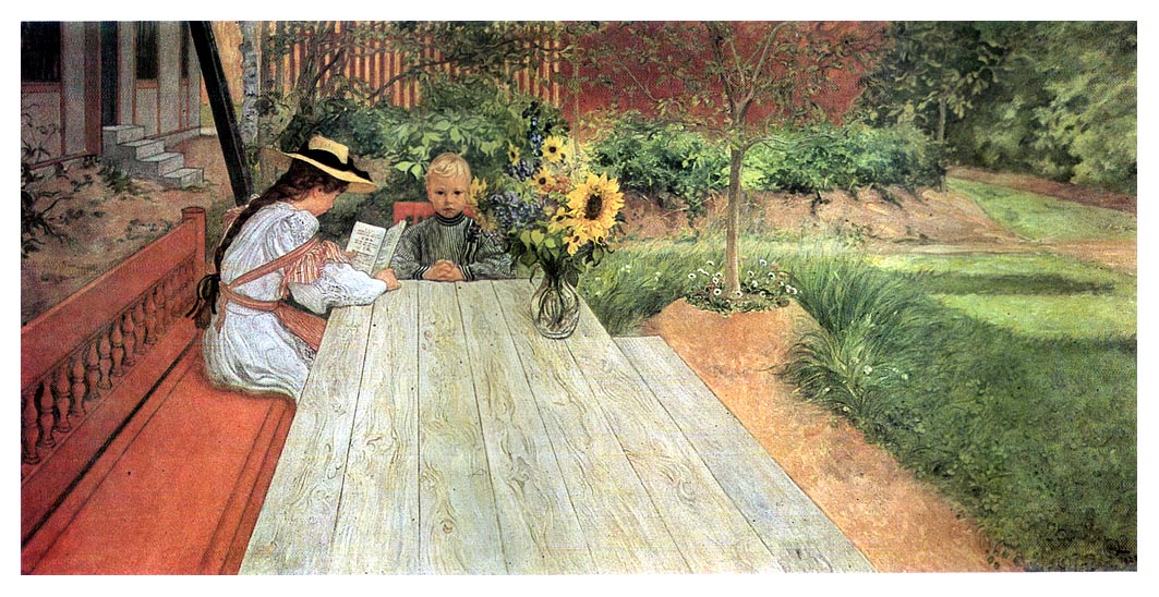 The first Lesson (1903) - Carl Larsson Tablo kanvas tablo