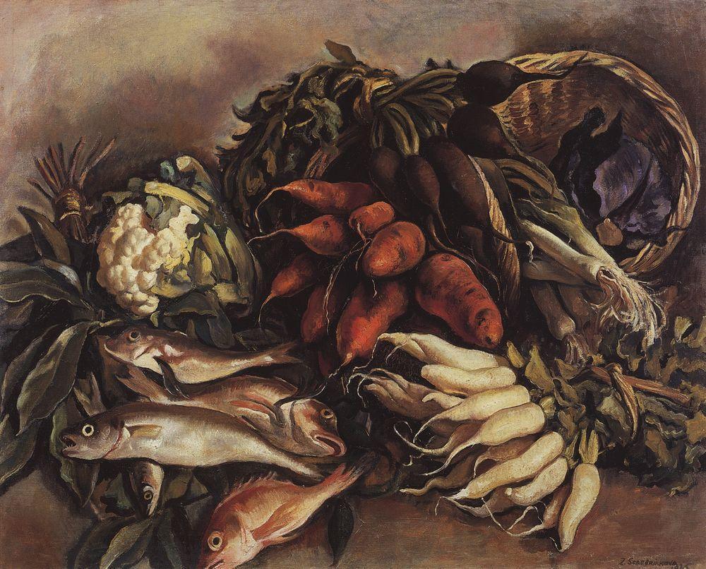 The fish on the green (1935) – Zinaida Serebriakova Tablo