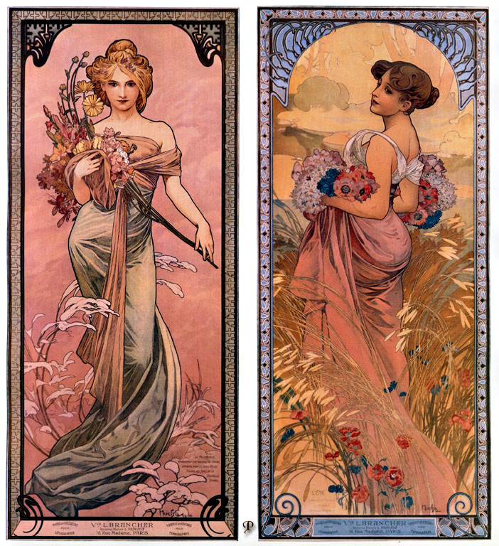 The seasons (Spring, Summer) (1898) – Alphonse Mucha Tablo