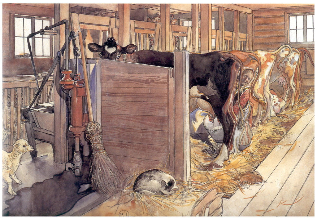The stable (1906) – Carl Larsson Tablo