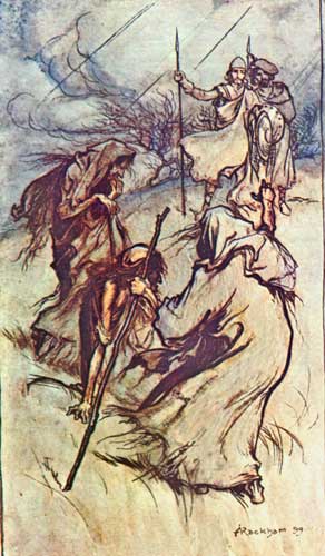 They were stopped by the Strange Appearance of Three Figures – Arthur Rackham Tablo