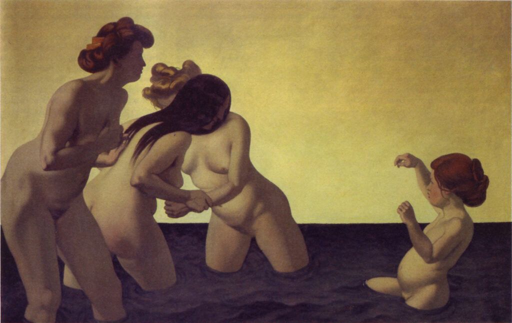 Three Women and a Little Girl Playing in the Water (1907) - Félix Vallotton Tablo