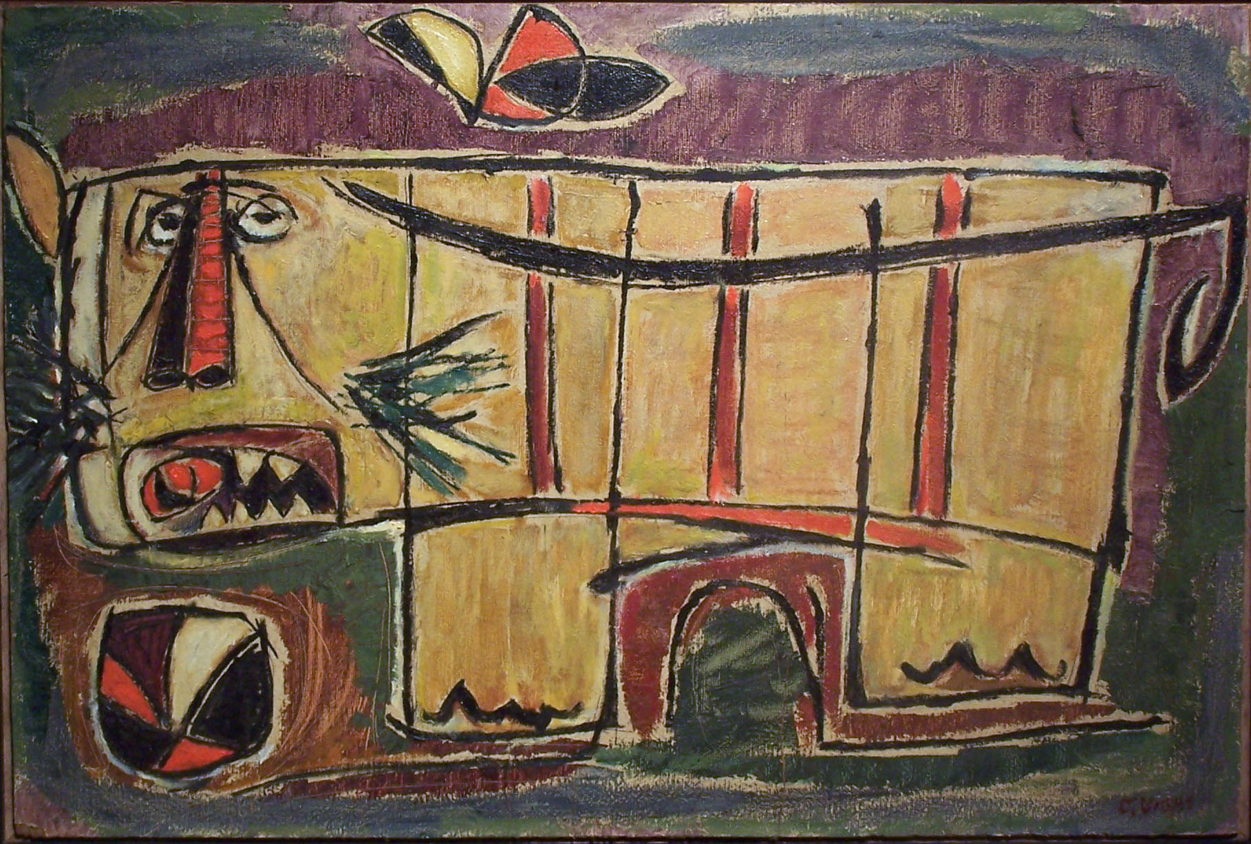 Tigre con pelota (1950) - Oswaldo Vigas Tablo kanvas tablo
