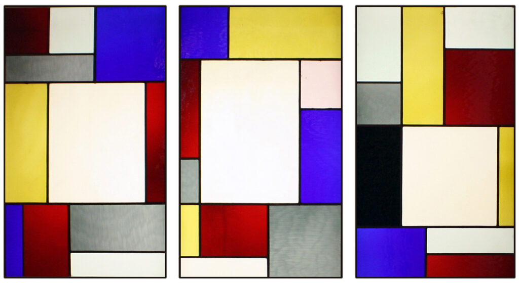 Tripartite stained glass window - Theo van Doesburg Tablo