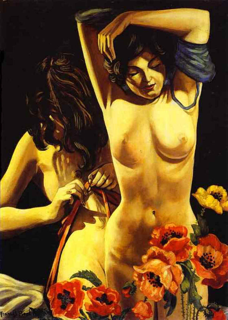 Two Women with Poppies (1942) - Francis Picabia Tablo