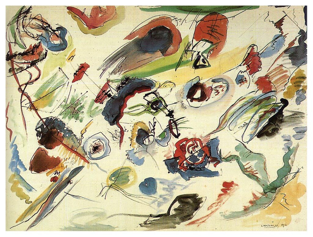 Untitled (First abstract watercolor) (1910) - Wassily Kandinsky Tablo