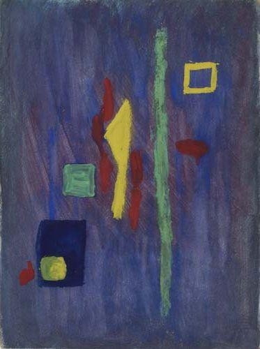 Untitled (Red, Yellow and Green Forms on a Purple Ground) – Barnett Newman Tablo