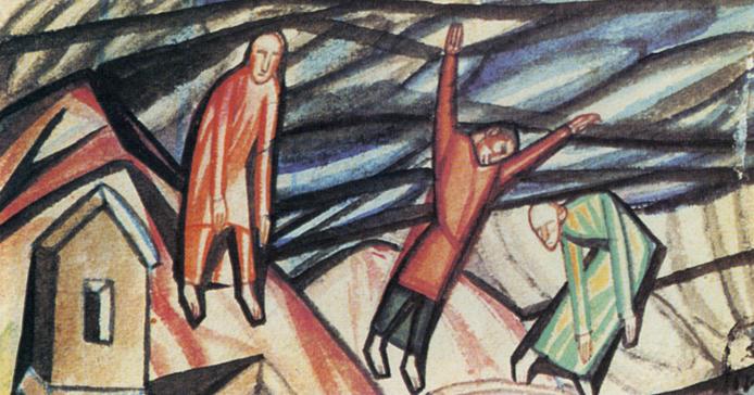 Untitled (Three Figures) (1912) – Pavel Filonov Tablo