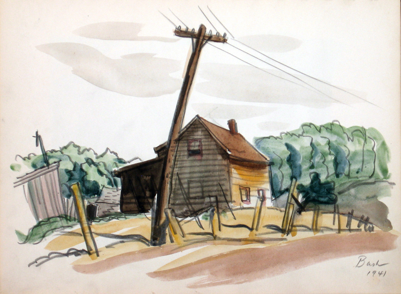 Untitled, House and Telephone Pole (1941) – Jack Bush Tablo