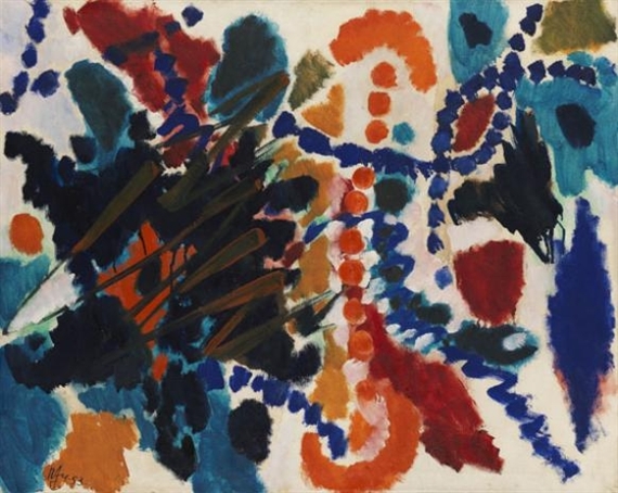 Von Goldfarben und Blau (1953) – Ernst Wilhelm Nay Tablo
