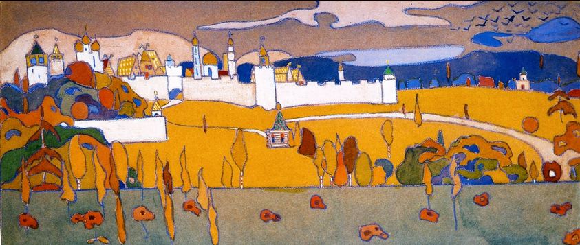 Walled City in Autumn Landscape (1902) – Wassily Kandinsky Tablo