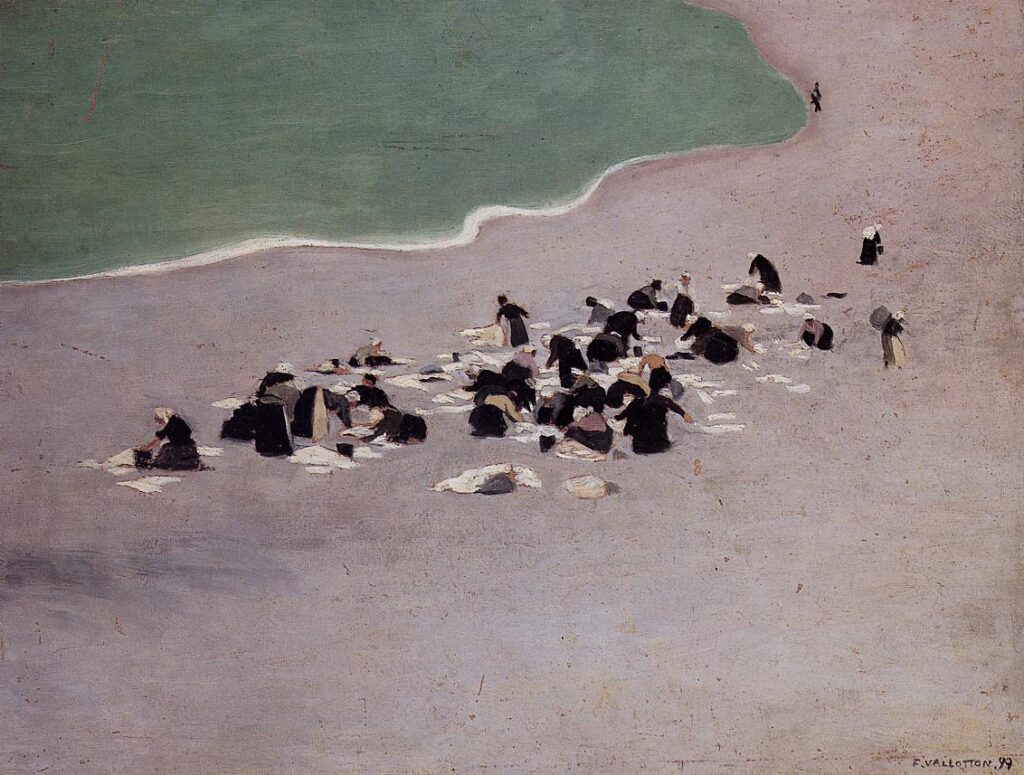 Washerwomen at Etretat (Women Drying Laundry on the Beach) (1899) - Félix Vallotton Tablo