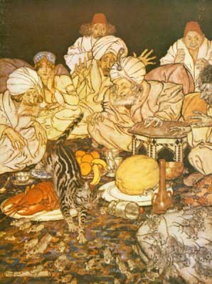 When Puss saw the rats and mice she didn’t wait to be told – Arthur Rackham Tablo