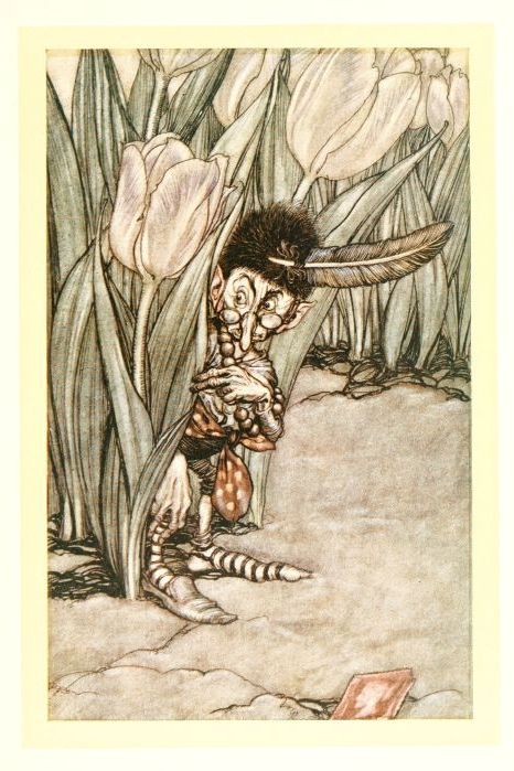 When he heard Peter’s voice he popped in alarm behind a tulip – Arthur Rackham Tablo