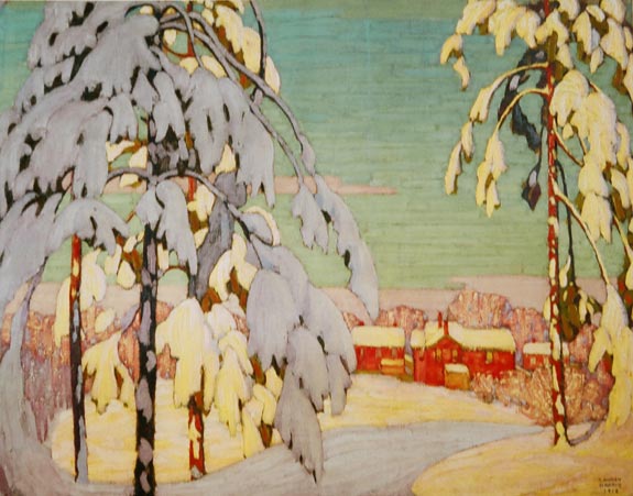Winter Landscape with Pink House (1918) – Lawren Harris Tablo
