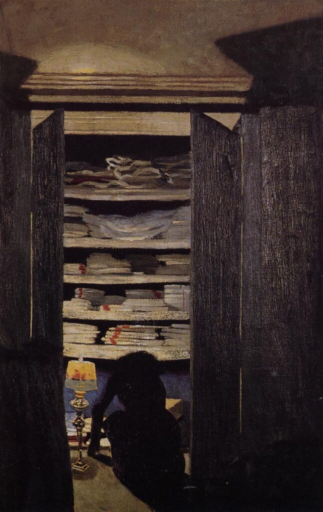 Woman Searching through a Cupboard (1900) - Félix Vallotton Tablo