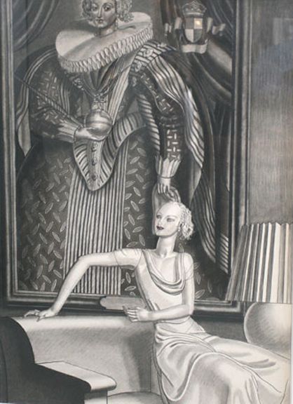 Woman Seated in Front of Portrait (1932) – Jean Dupas Tablo